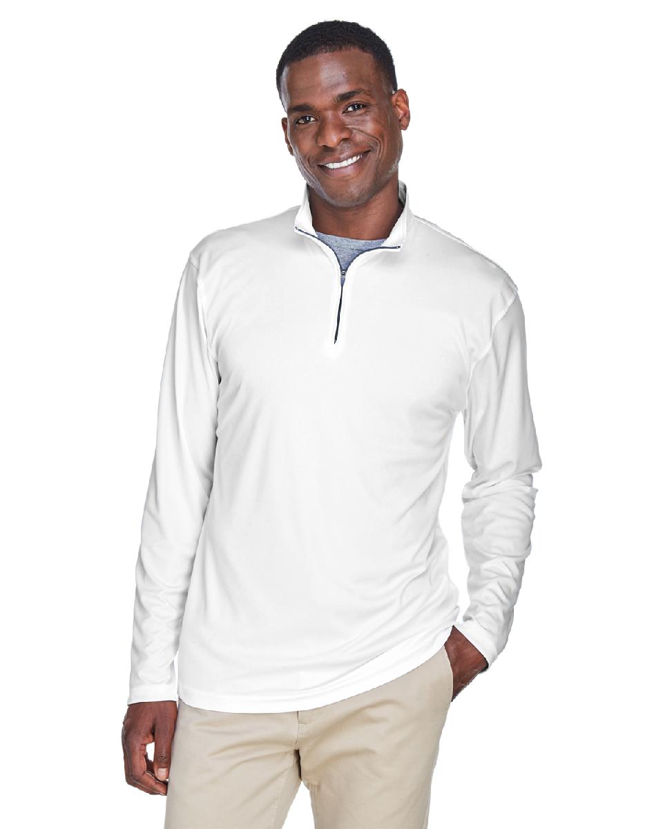 UltraClub Men's Cool & Dry Sport Performance Interlock 1/4-Zip Pullover. 8424