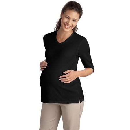 Port Authority - Ladies Silk Touch Maternity 3/4-Sleeve V-Neck Shirt. L561M